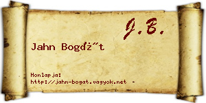 Jahn Bogát névjegykártya